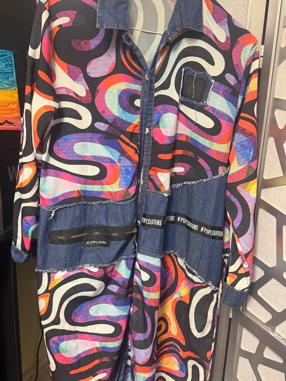 Colorful Abstract Print Jacket - Multicolor - Picture 2 of 5